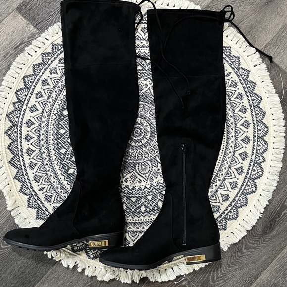 Guess Black Suede Over-the-Knee Boots Size 6 - Picture 1 of 3